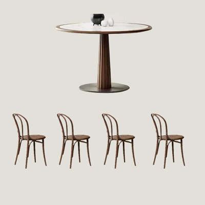 Simple oak dining table and chair combination