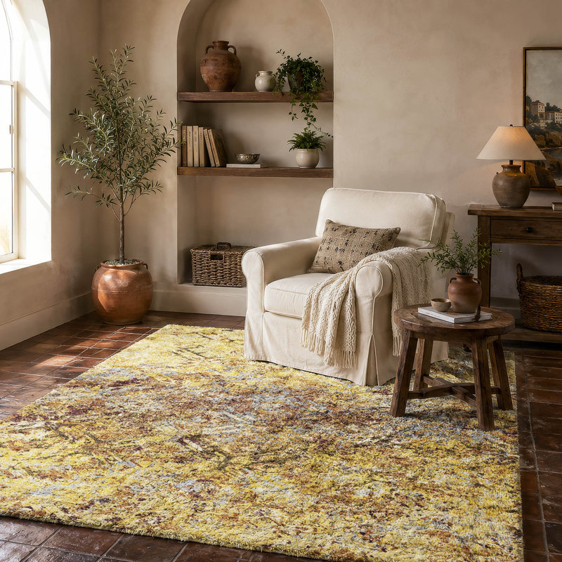 Tapis à poils longs Dream Shag Diamond de qualité supérieure, lavable à la machine, Wheat, 9' x 12'