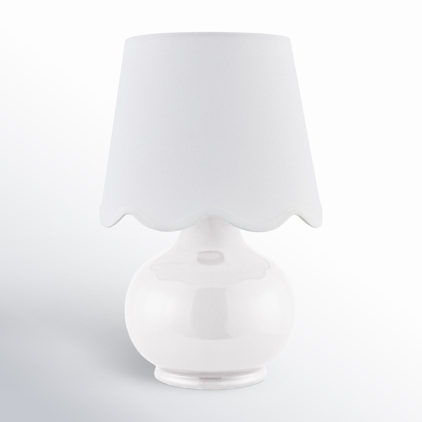 Momsen Ceramic Bedside Lamp, White, 13" H x 8" W x 8" D, White Twill