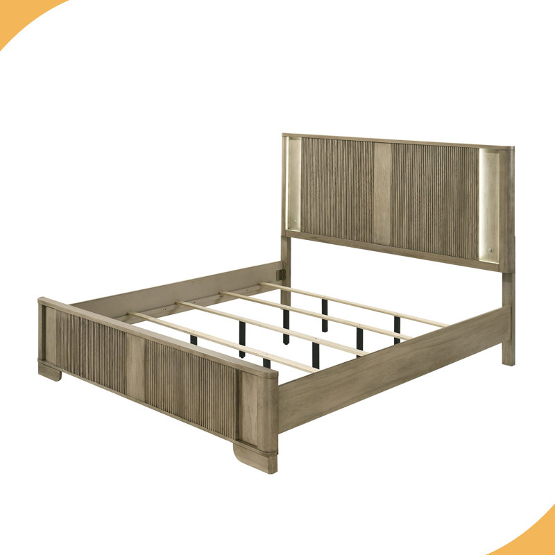 Queen Bed with LED,Sturdy Structure