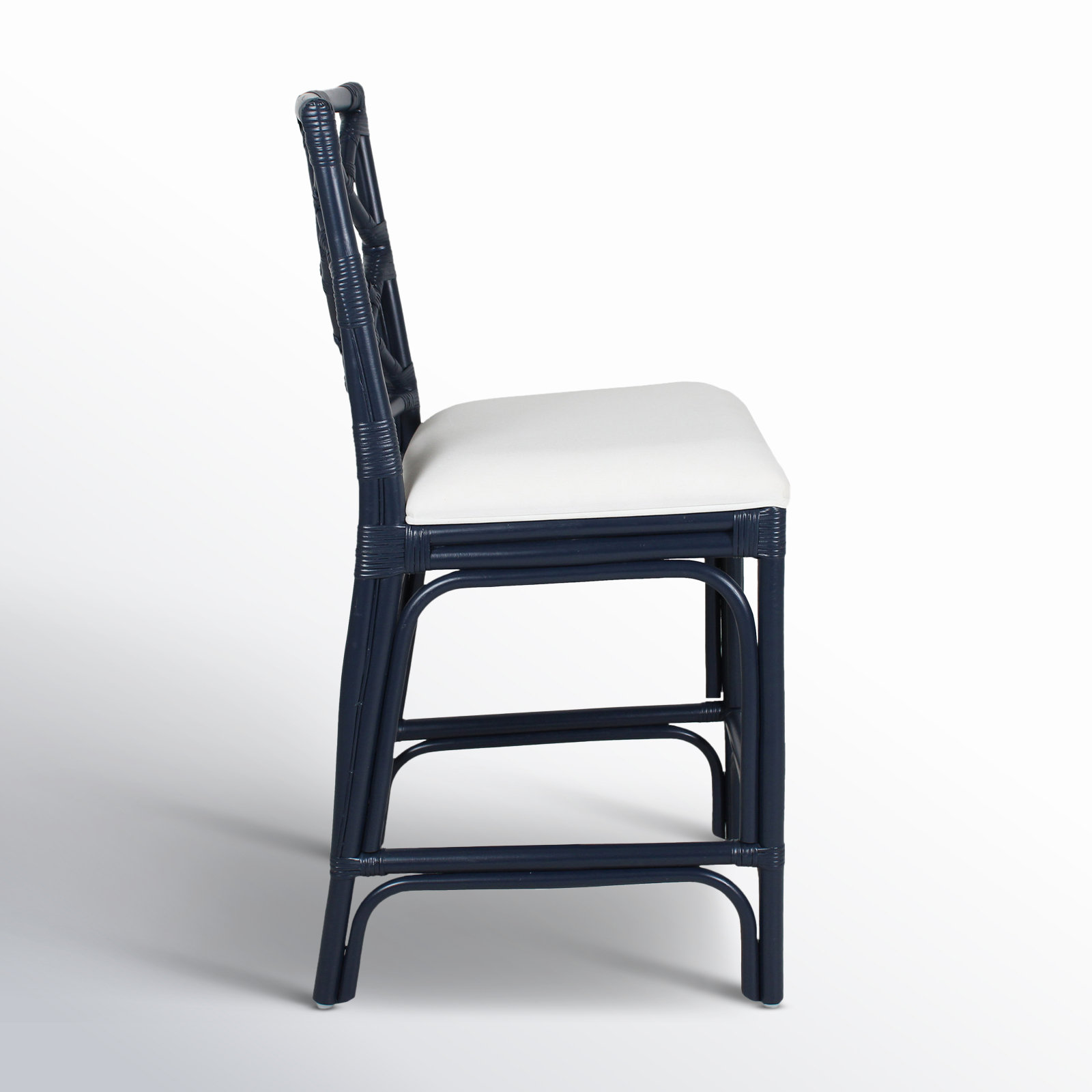 Fulton Bar and Counter Stool, Counter Stool (24" Seat Height), White Seat / Navy Frame