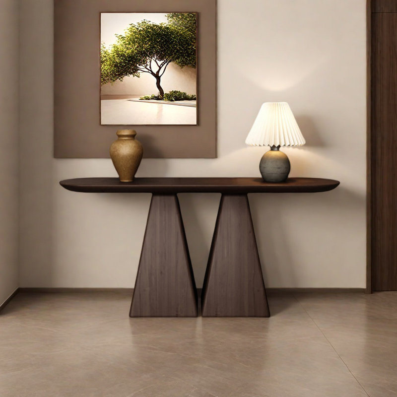 Console Retro Minimalist Art, Bois brun foncé, H 31,5 po x l 70,87 po x P 11,81 po