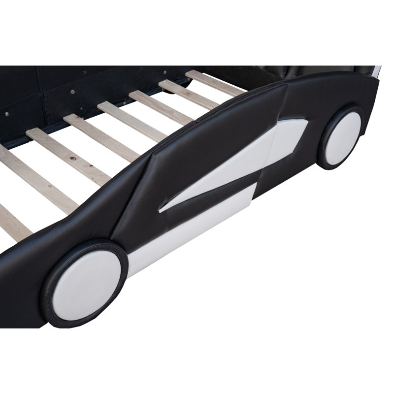Lit plateforme simple avec roulettes, Noir