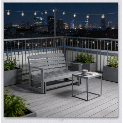 Patio Glider Bench With High-Density HDPE Frame And Comfortable Gliding Mechanism For Year-Round Outdoor Use