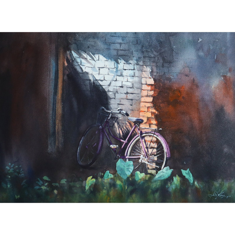 Vieux cycle | Aquarelle par Achintya Hazra | Décoration murale