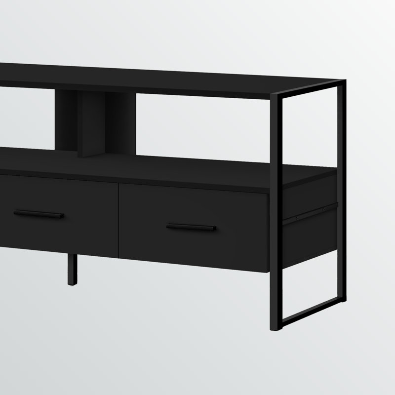 Misha 48 Inch TV Stand with an industrial-inspired design, 49'' W X 15.52'' D X 19.71'' H, Black Duplicate