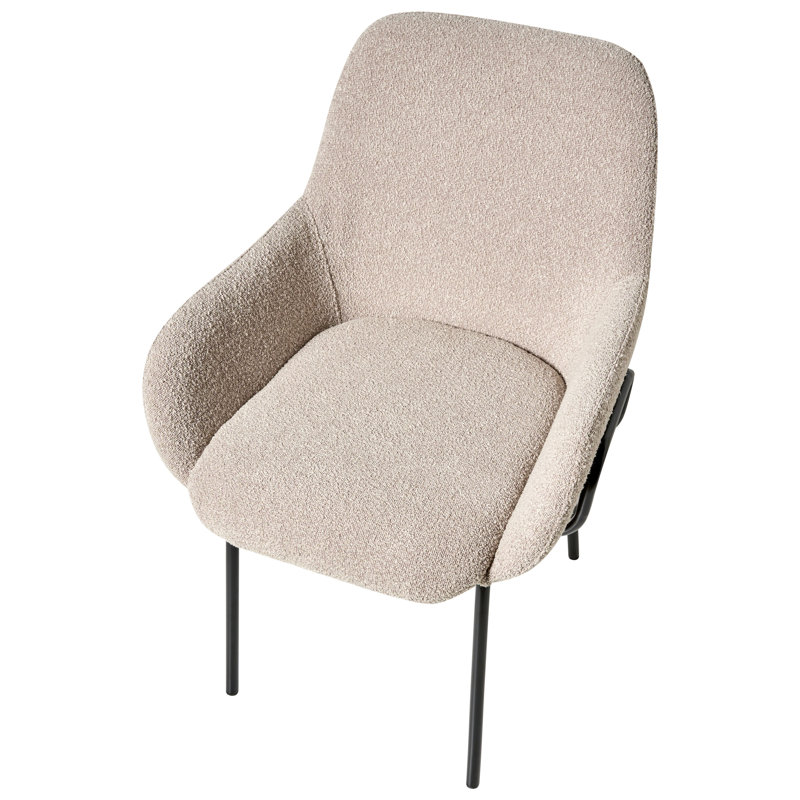 47cm H Boucle Upholstered Upholstered Back Armchair, Beige