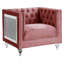 Fauteuil de salon Living, velours rose, capitonné