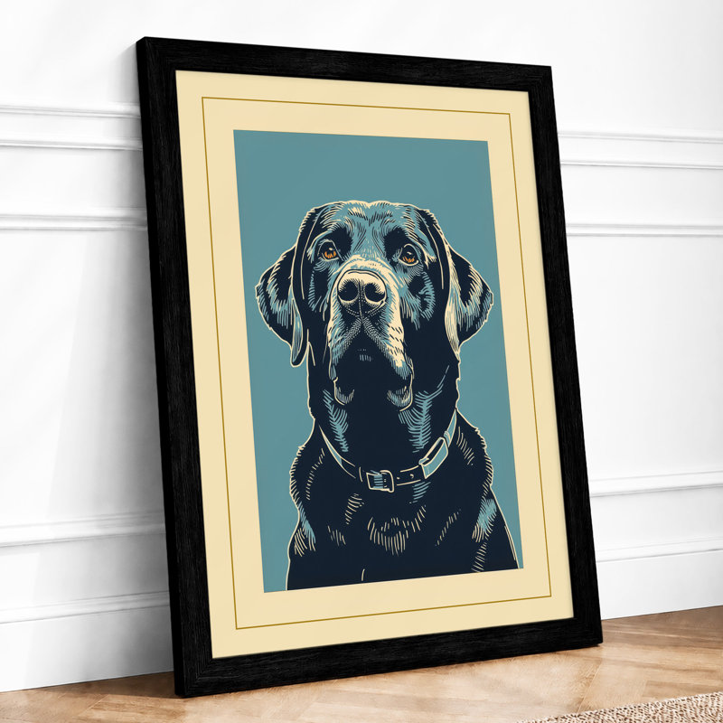 Dignified Labrador Japandi - Framed Print, A1 - 84.1 x 59.4 cm, Black