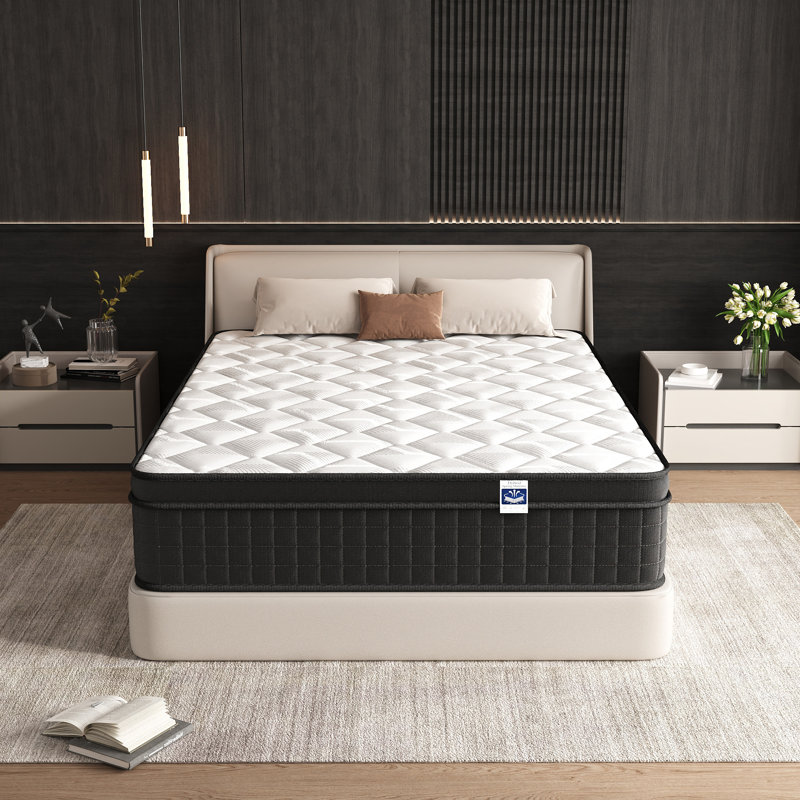 Matelas hybride 12 po en mousse viscoélastique gélifiée mi-ferme, CertiPUR-US, certifié OEKO-TEX, 12", Lit double