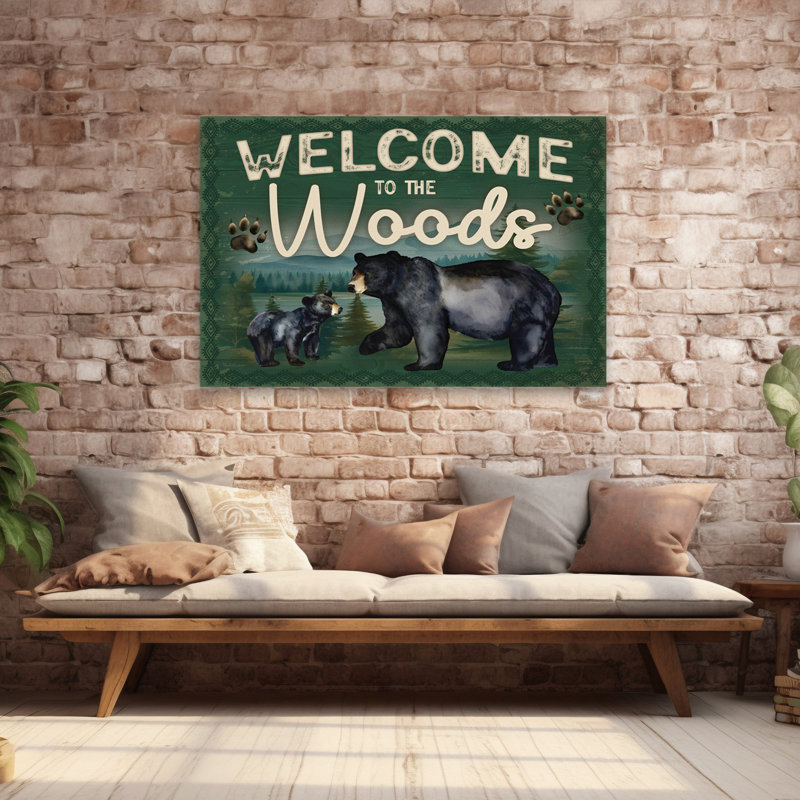 «Welcome To The Woods», art typographique «Welcome To The Woods», H 60 po x l 40 po