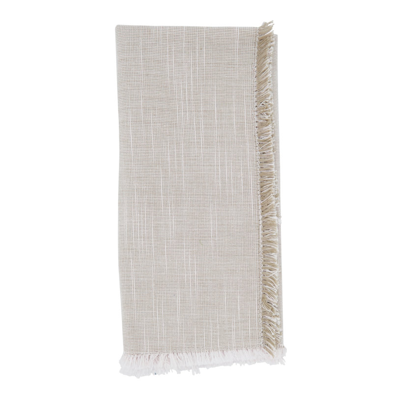 Natural Cotton Napkins with Two-Tone Fringe Design