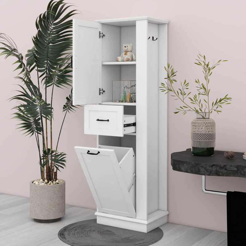 Armoire de rangement avec compartiment inclinable et tiroir - tablettes réglables, Blanc