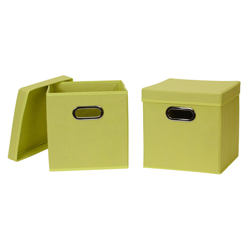 Boîtes de rangement avec couvercles, avec poignées à œillets durables, tissu non tissé en PP avec revêtement en panneau de particules robuste, pliable et empilable, facilement accessible, polyvalent