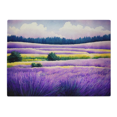 Lavender Field Watercolour Vol.6  Glass Chopping Board