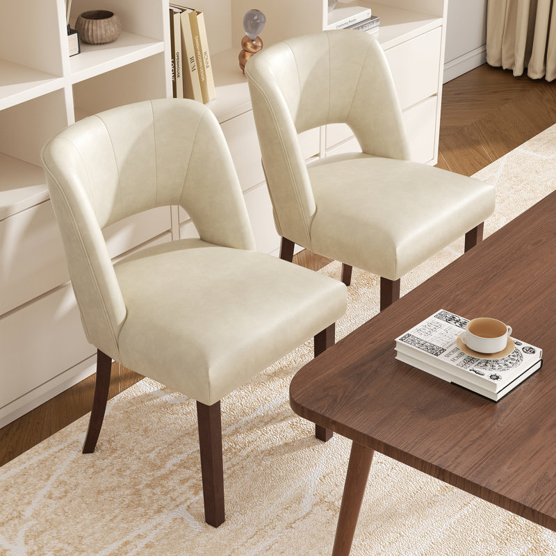 Chaise d'appoint rembourrée en bois massif, Beige
