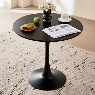 Table de salle à manger ronde 23,6 "pour 2 à 4 tulipes modernes avec base en métal et piédestal en tulipe