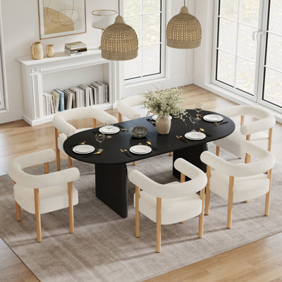 Ensemble de table de salle à manger 70 po et de chaises en molleton 4/6 - Moderne, durable pour la salle à manger et la cuisine