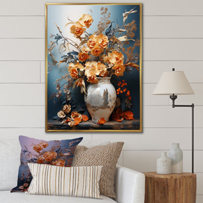 Reproduction sur toile luxueuse d'orchidées jaunes dorées