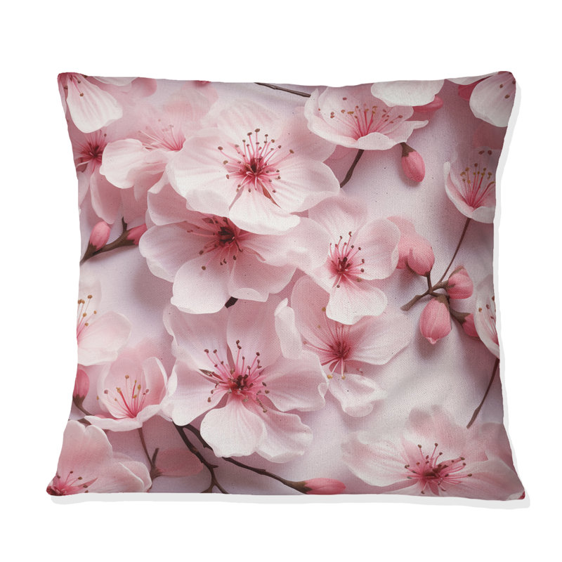 Rose Sakura Blossoms Floral - Coussin décoratif abstrait Coral Reef, H 18 po x l 18 po