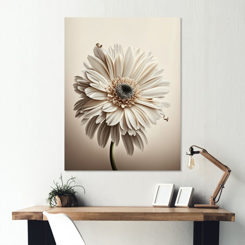 «White Gerbera Flowers V», reproduction sur toile, L 30 po x H 40 po, Toile tendue