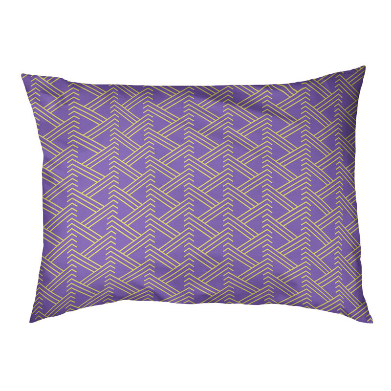 Coussin pour chien en extérieur à motif zig zag Chen, Petit (l 28 po x P 6 po x H 18 po), Mauve / Jaune