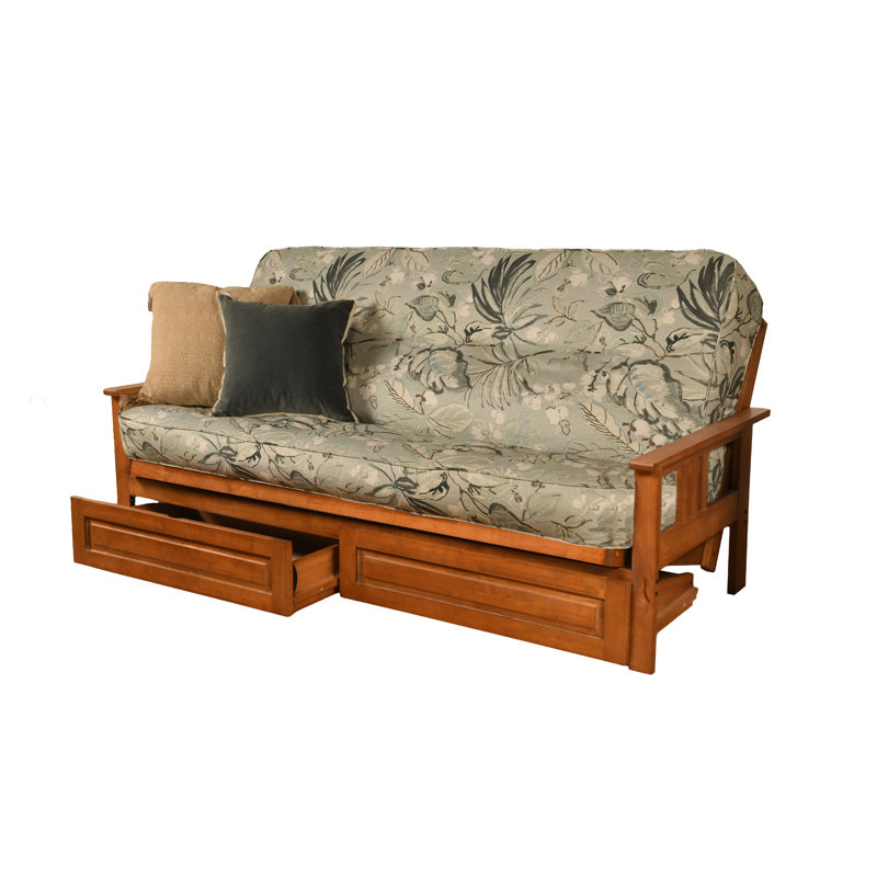 La base de futon pleine grandeur Stratford comprend des tiroirs de rangement et un matelas, Premium Pocket Coil, Pluie Takara