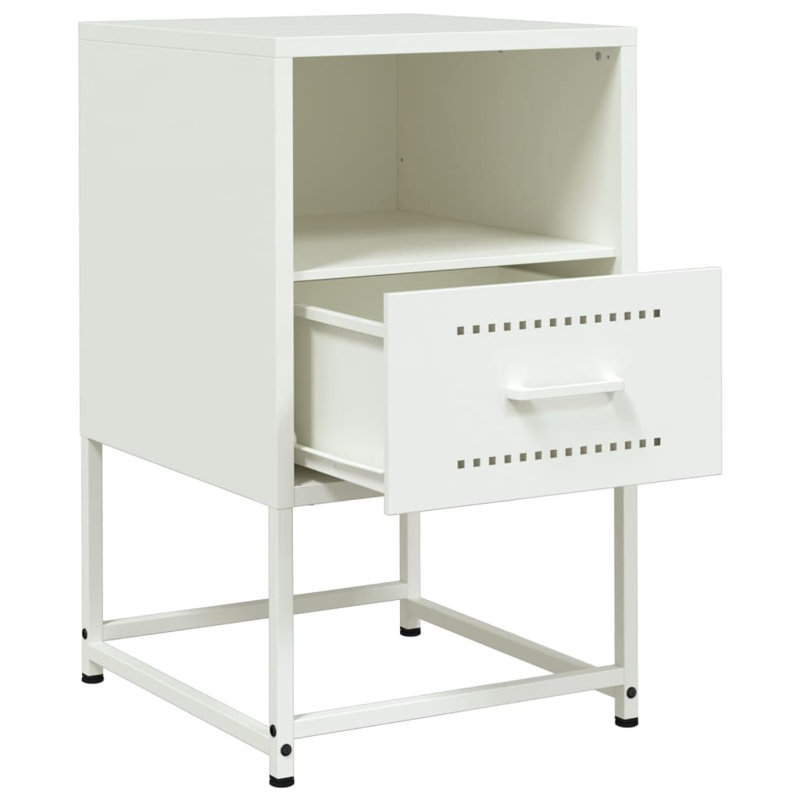 Angeliese 36cm W Steel Bedside Table, White