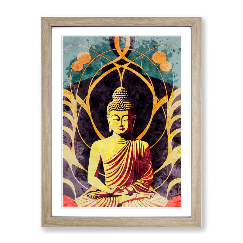 Splendid Buddha - Framed Print, 46cm H x 34cm W x 2cm D, Oak Framed
