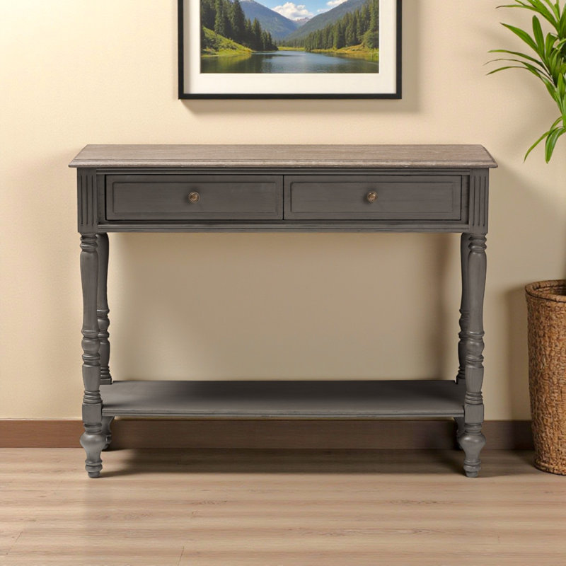 Console en bois à 2 tiroirs et 1 tablette Glenita, H 33,29 po x l 43,19 po x P 13,58 po Glenita