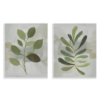 "Green Leaf Branches" sur plaque murale grise, design par Lanie Loreth