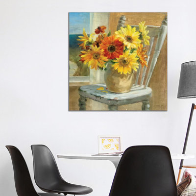 Sunflowers By The Sea Crop by Danhui Nai - Painting on Canvas