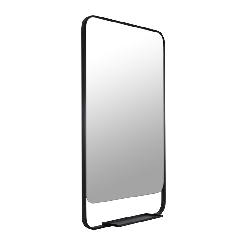 Miroir de coin avec tablette Rey Radius, Noir