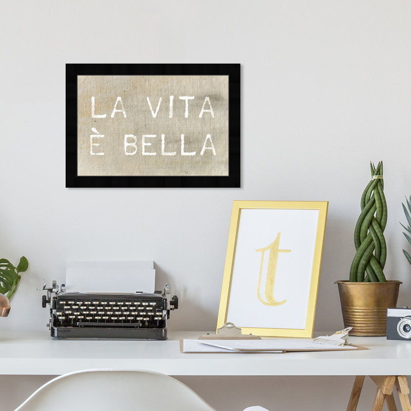 " Life Is Beautiful Typography And Quotes ", 12" H x 17" W, Black Framed
