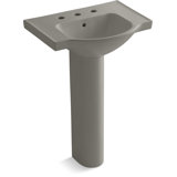 Veer™ Ceramic Pedestal Bathroom Sink with Overflow