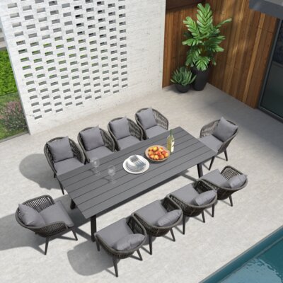 Red Barrel StudioÂ® 11 Pieces Patio Dining Sets All-weather Wicker Patio Furniture With Large Size Rectangular Table Seating Sets For Garden Backyard -  D73EB3956E284E7AA72964F81269C40B