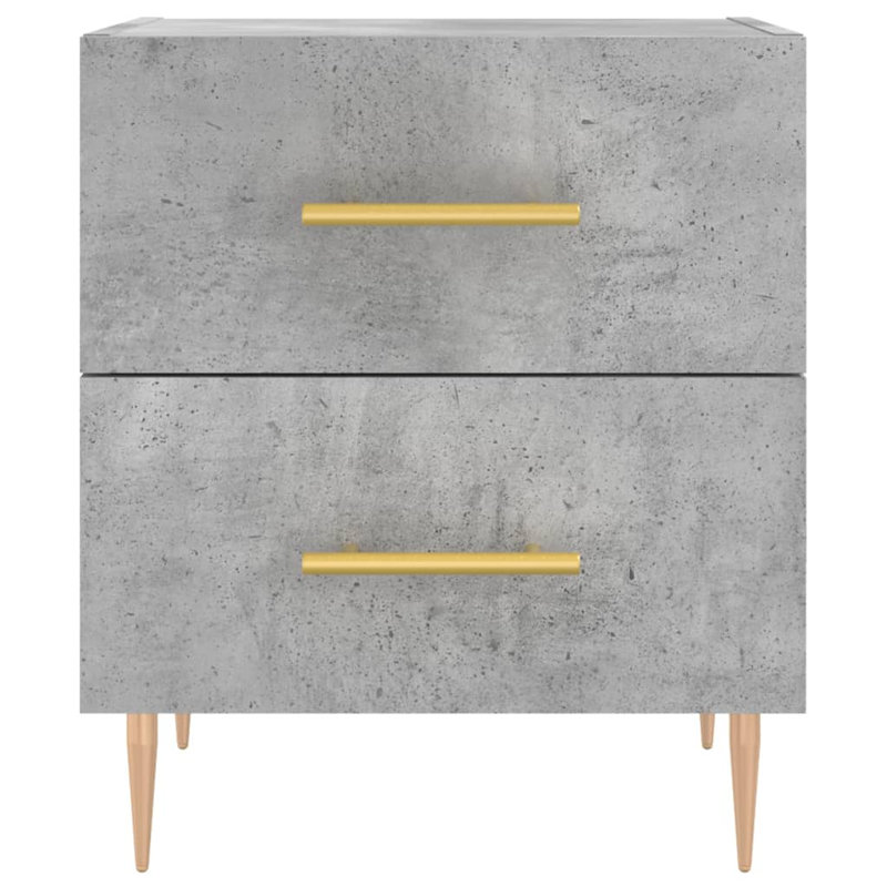 40cm W Iron Bedside Table, Set of 2, Concrete Grey
