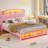 Princess Bed Frame With Led Lights And Charging Station, Velvet Upholstered Platform Bed With Headboard & Guardrail & Crystal Button-348033451-365541573