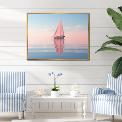 Reproduction sur toile de voilier rose pastel