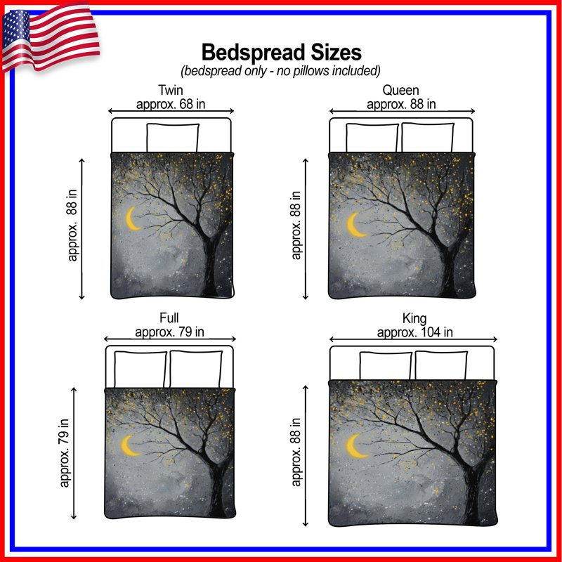 Moonlit Tree Night Bedding Moon Bedspread Nature, Twin