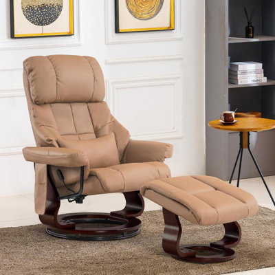 Fauteuil inclinable pivotant rembourré avec repose-pieds repose-pieds, confort rembourré et rotation à 360 degrés