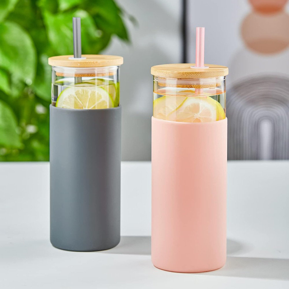 Mini Milk Bottle with Lid and Straw 16oz / 470ml