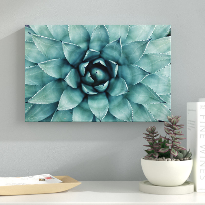 " Turquoise Succulent ", 12" H x 18" W x 1" D
