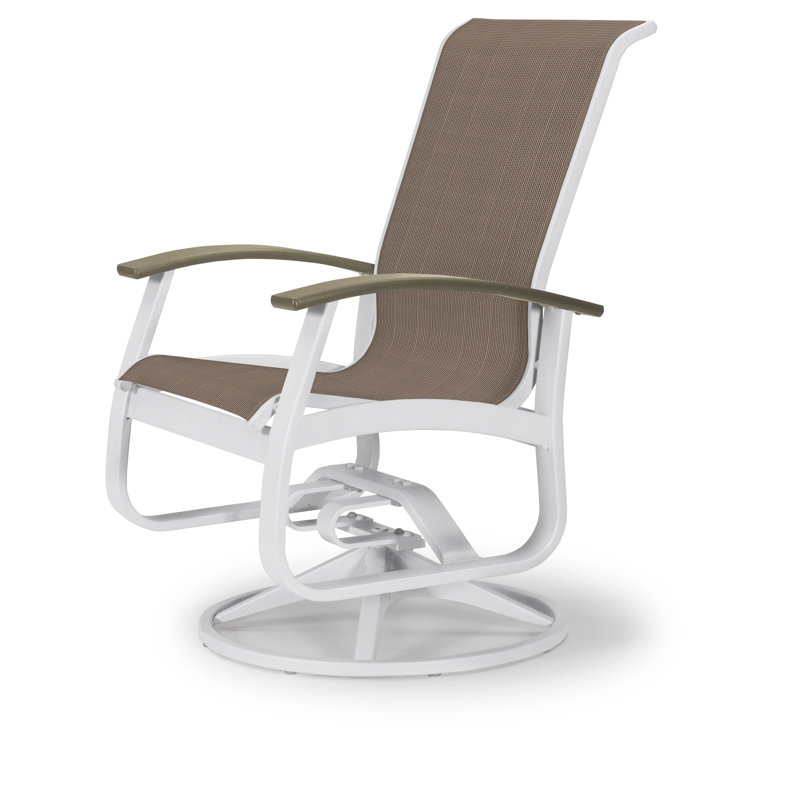 Chaise de patio pivotante Askar, Tweed Sunbrella® brun, Beachwood P40, Blanc brillant