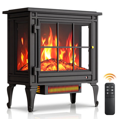 Foyer électrique 24 po avec télécommande, flamme réaliste, modes de luminosité et de chauffage réglables, protection contre la surchauffe, pour le salon et la chambre à coucher