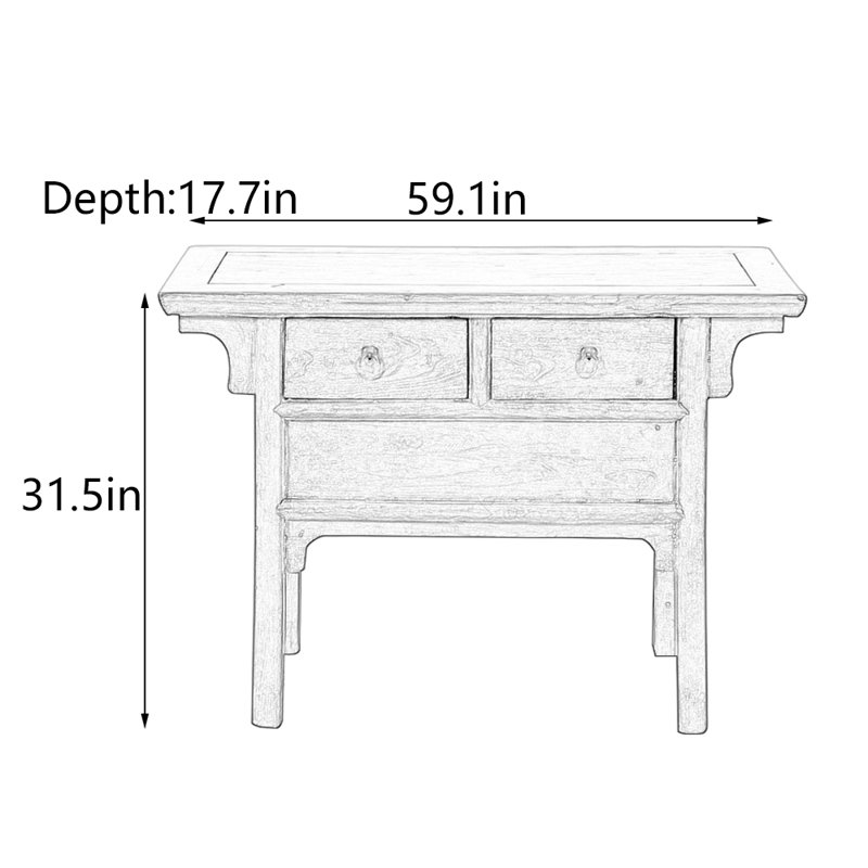 Console en bois massif de style Mid-Century