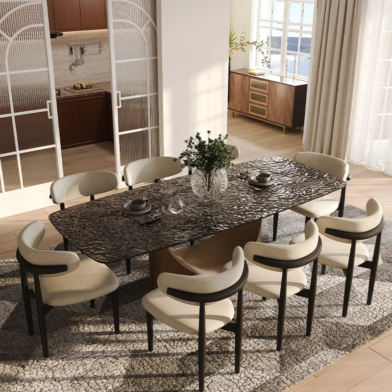  - Table de salle à manger rectangulaire en verre trempé, H 30,70 po x L 78,74 po x l 36,61 po