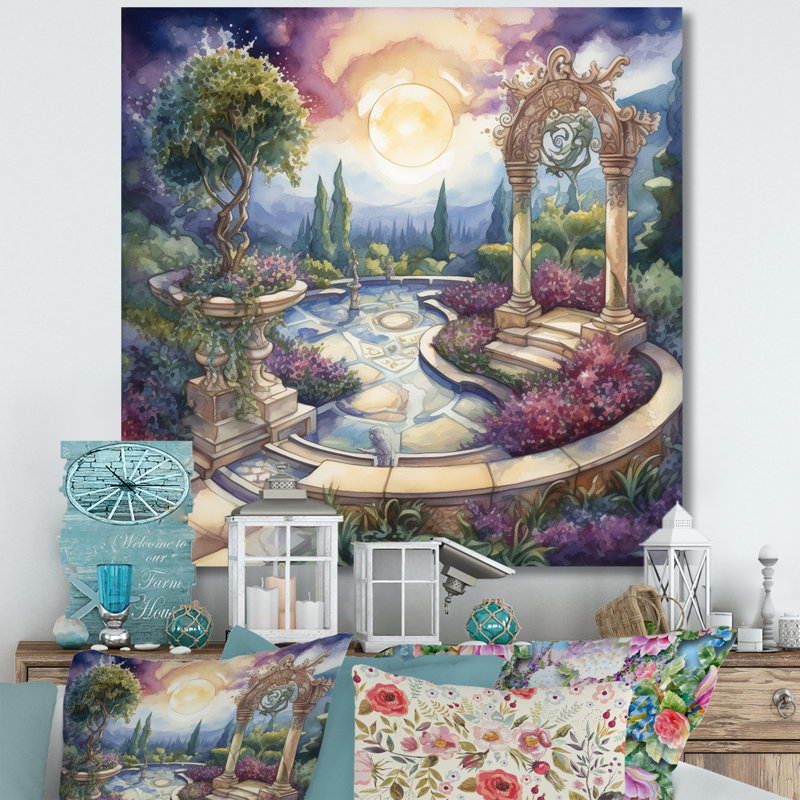 Garden Oasis III - Garden, art mural, 30" H x 30" W, Cadre photo argenté