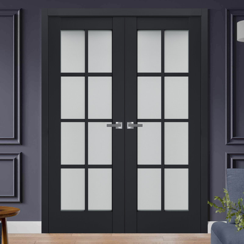 Portes françaises en bois givré Veregio, 36 po x 80 po, Antracite