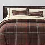 Jackson Brown Red Plaid Western Lodge Modern Rustic Comforter Set